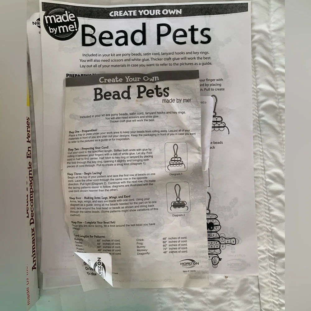 Bead Pets Activity Made by Me Create Your Own Keychain Backpack Clip Boy Girl 6+